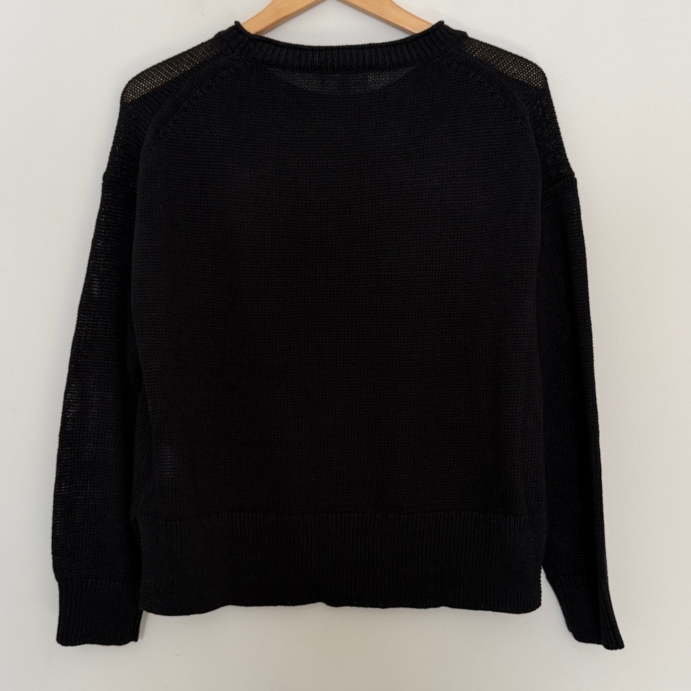 J. Crew NWOT Relaxed Cotton-Linen Blend Beach Sweater In Black - Picture 3 of 5